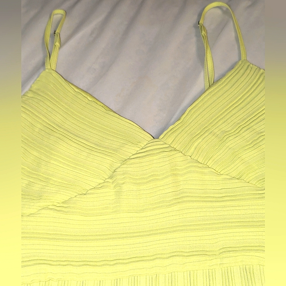 Maxi dress, sleeveless neon plisse Size 8 Tall - Picture 4 of 7